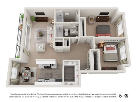 1 Bed 2 Bath 868 Sq. Ft. Floor plan at Canyon Park, Beaverton, 97005